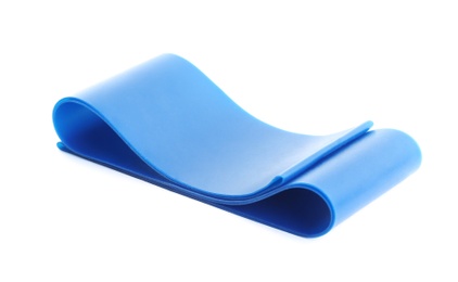 Blue fitness elastic band isolated on white