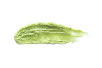 Delicious spicy wasabi paste isolated on white, top view