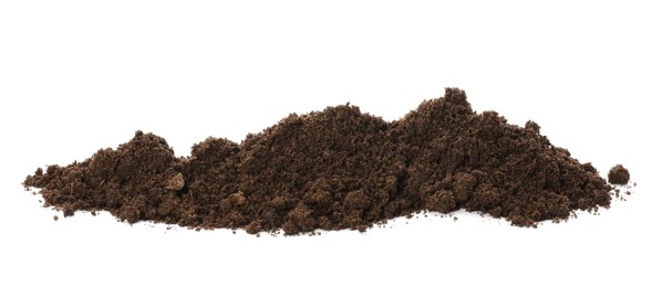Pile of soil on white background. Fertile ground