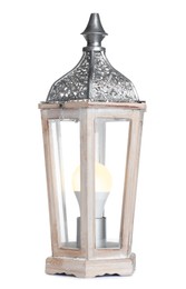 Beautiful decorative Arabic lantern isolated on white