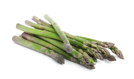 Fresh raw asparagus isolated on white. Healthy eating