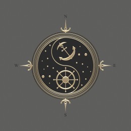 Illustration of compass rose on grey background
