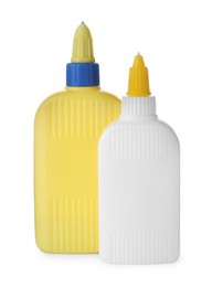 Blank bottles of glue on white background