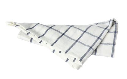Soft checkered fabric napkin isolated on white