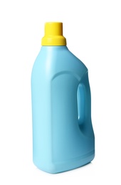 Light blue bottle of cleaning product isolated on white