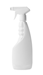 Spray bottle of detergent isolated on white. Cleaning supply