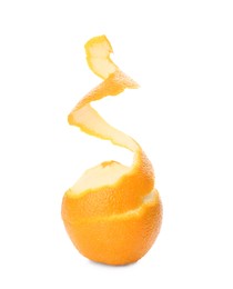 Orange fruit with peel on white background