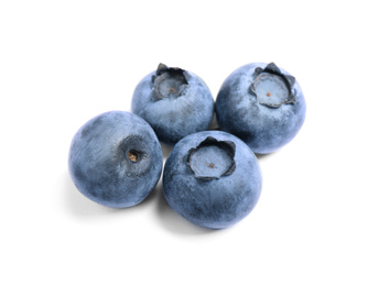 Tasty fresh ripe blueberries on white background