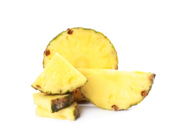 Photo of Slices of fresh pineapple isolated on white
