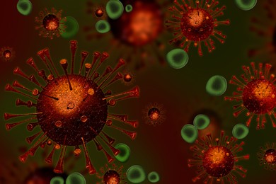 Illustration of dangerous virus. Global pandemic outbreak