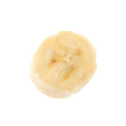 Slice of tasty ripe banana isolated on white