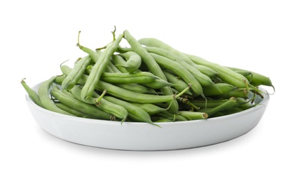 Delicious fresh green beans isolated on white