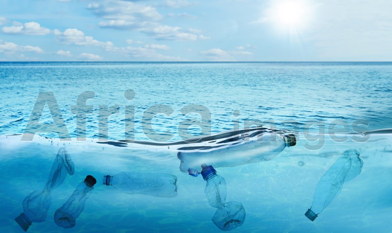 Image of Plastic garbage in ocean. Marine pollution 