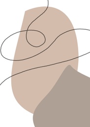 Illustration of Beautiful image with abstract shapes and curly line in greyish brown shades