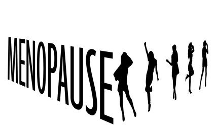 Illustration of happy and successful women and word MENOPAUSE on white background. Concept of impending climacteric
