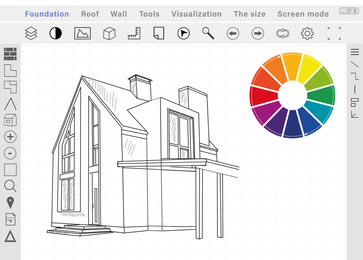 Sketch of modern house on graphic tablet. Illustration