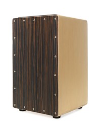 Cajon isolated on white. Percussion musical instrument