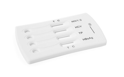 Disposable express test for hepatitis on white background