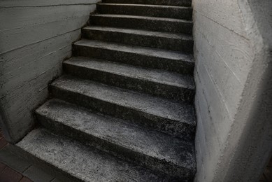 View of empty old concrete staircase outdoors