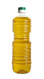 Bottle of cooking oil on white background