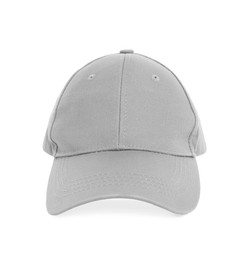Stylish grey baseball cap isolated on white