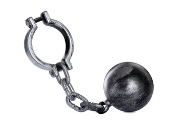 Prisoner ball with chain on white background