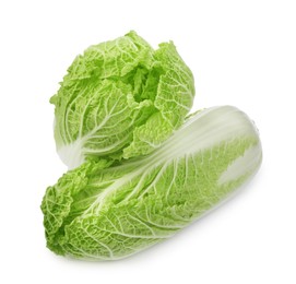 Fresh ripe Chinese cabbages on white background