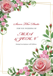 Beautiful wedding invitation design with floral motif