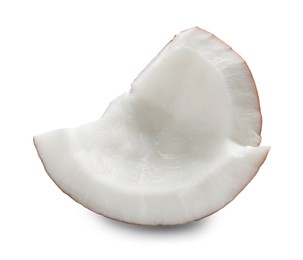 Piece of fresh ripe coconut isolated on white
