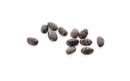Photo of Chia seeds on white background. Organic superfood