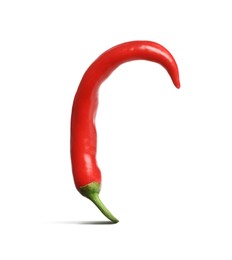 Chili pepper symbolizing male sexual organ on white background. Potency problem