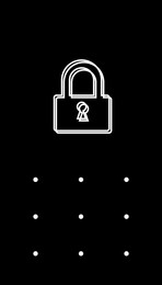 Blocked screen of gadget with lock, illustration. Cyber security
