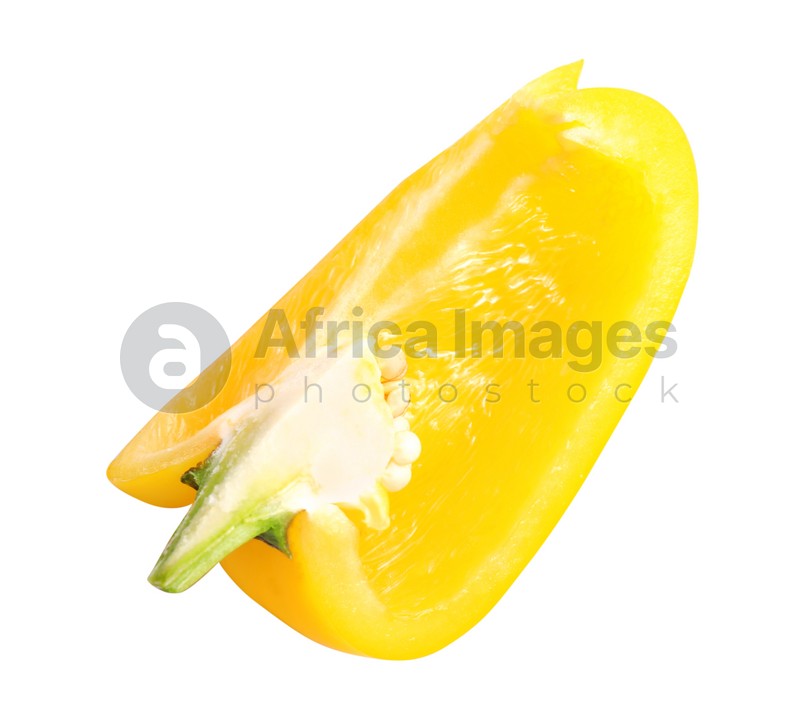 Slice of yellow bell pepper isolated on white