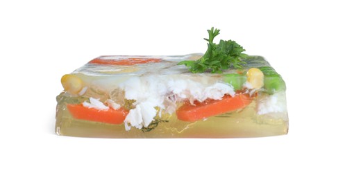 Delicious homemade fish aspic isolated on white