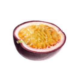 Half of passion fruit isolated on white