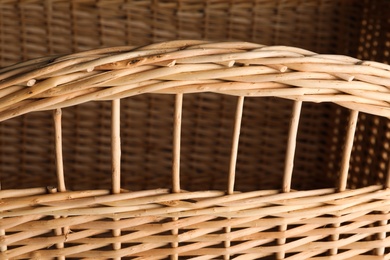 Handmade wicker basket made of natural material, closeup view