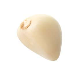 Photo of Fresh peeled garlic clove isolated on white. Organic food