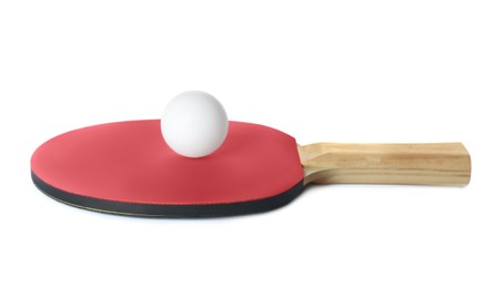 Ping pong racket and ball isolated on white
