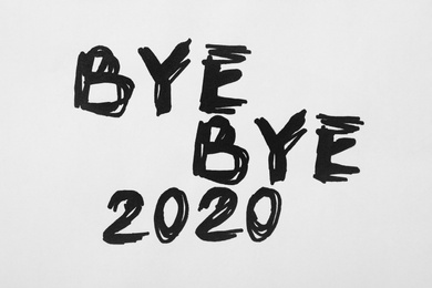Text Bye Bye 2020 written on white background
