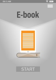 Ebook application on screen of gadget, illustration 