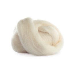 Ball of combed wool isolated on white