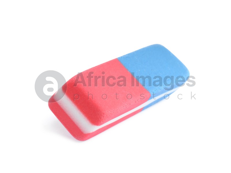 New double eraser isolated on white. School stationery