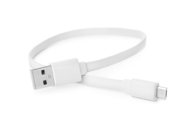 USB charge cable isolated on white. Modern technology