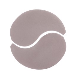 Photo of Grey under eye patches on white background, top view. Cosmetic product