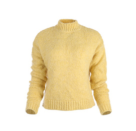 Photo of Stylish warm yellow sweater isolated on white