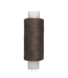 Spool of grey sewing thread isolated on white