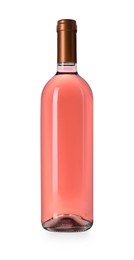 Bottle of rose wine isolated on white