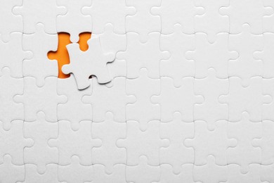 Photo of Recruitment process, searching for best applicant. Fitting missing jigsaw puzzle piece, top view
