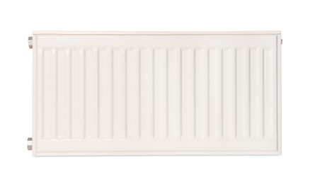 Modern panel radiator isolated on white. Heating system