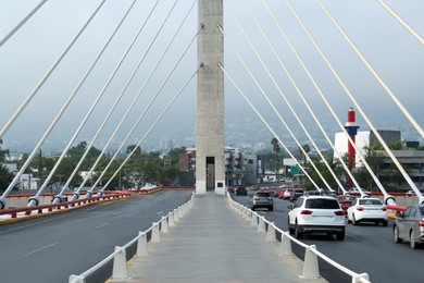 Photo of Beautiful view of modern bridge in city